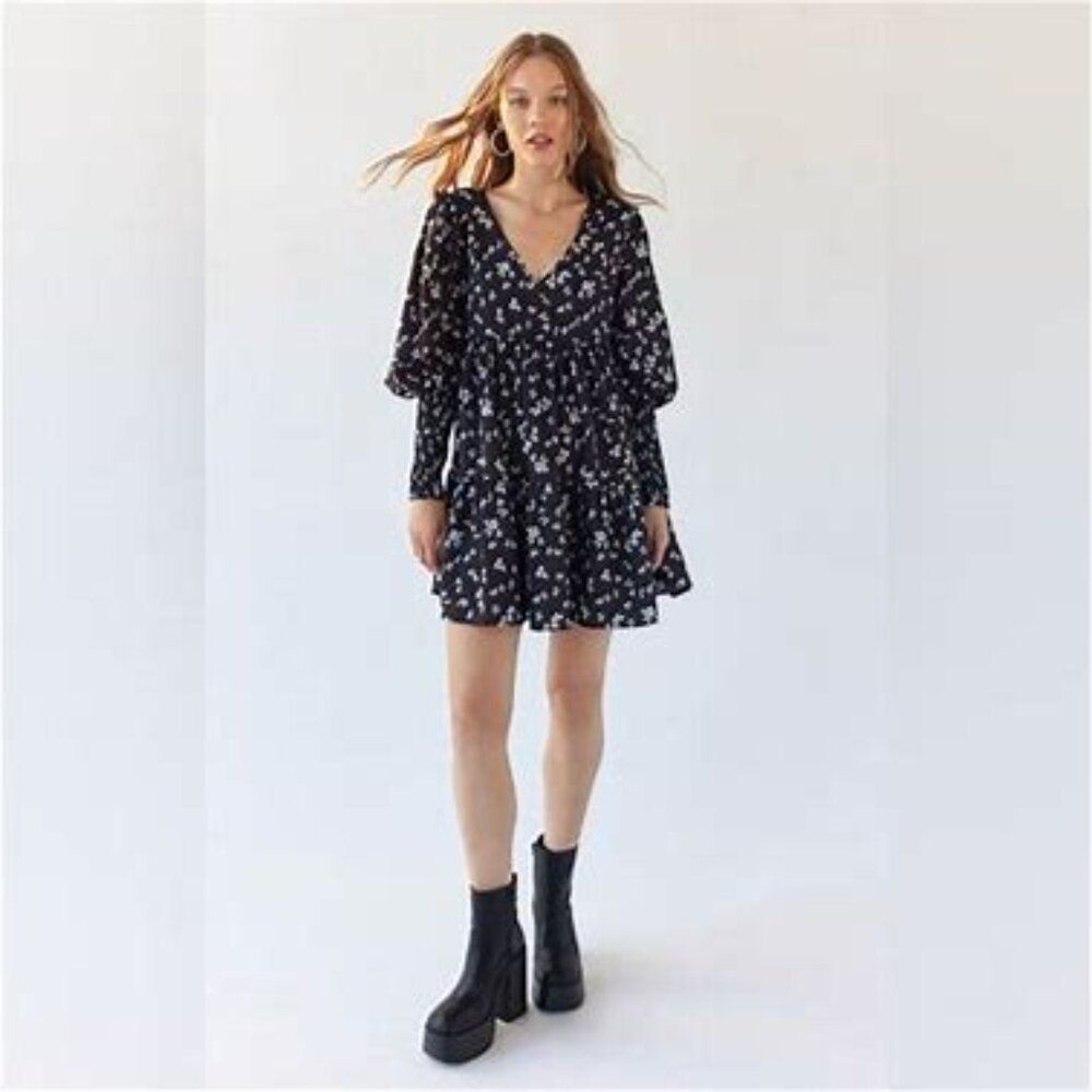 Urban Outfitters Kiss The Sky Floral Puff Sleeve Mini Dress Preowned Size S